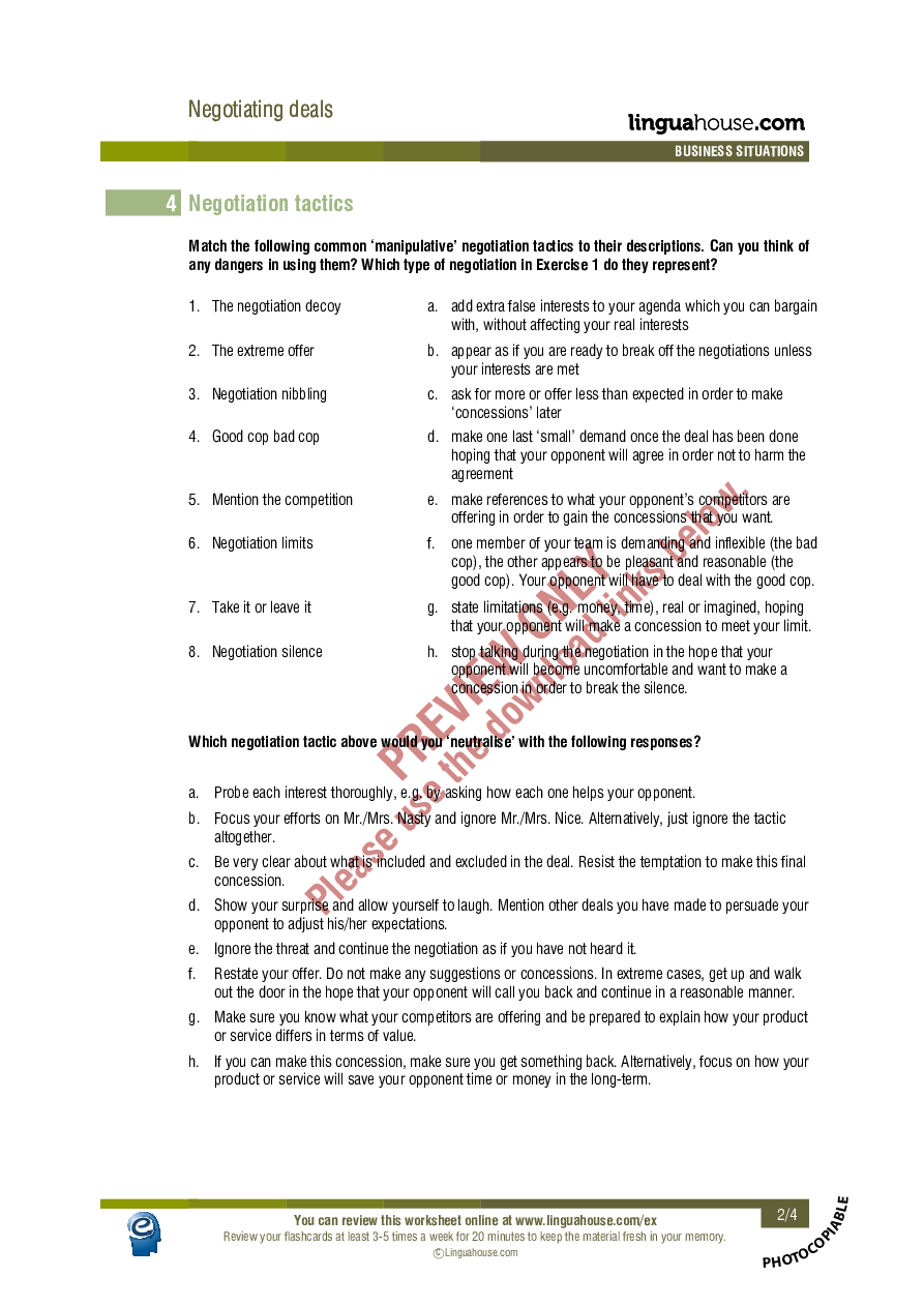 Negotiation Preparation Worksheet