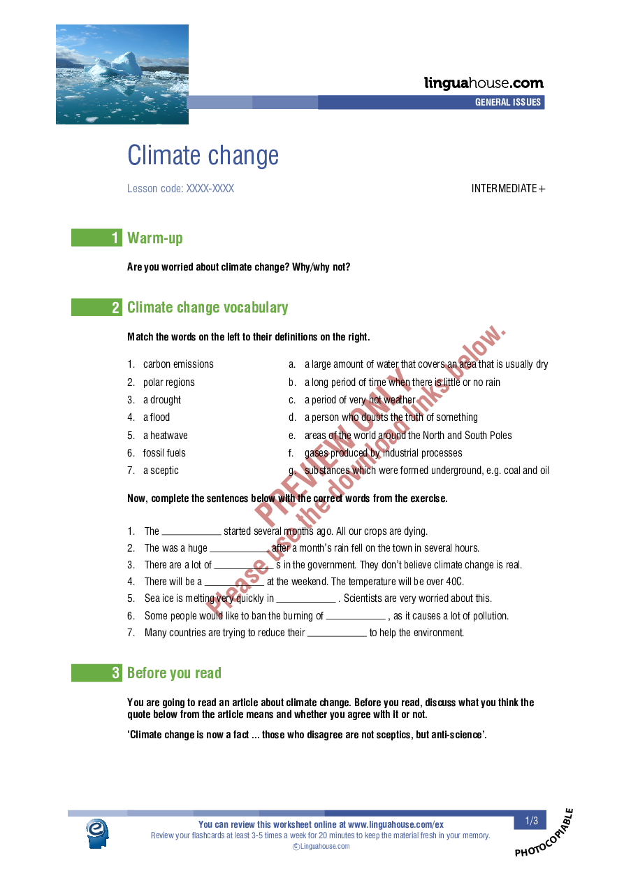Worksheet On Climate Change